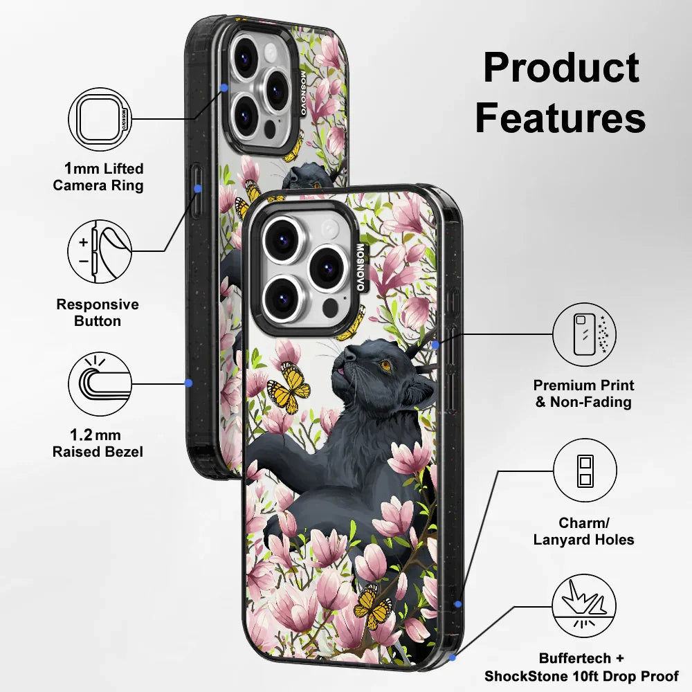 Black Leopard Garden Phone Case - iPhone 16 Pro Case Clear Black ShockStone