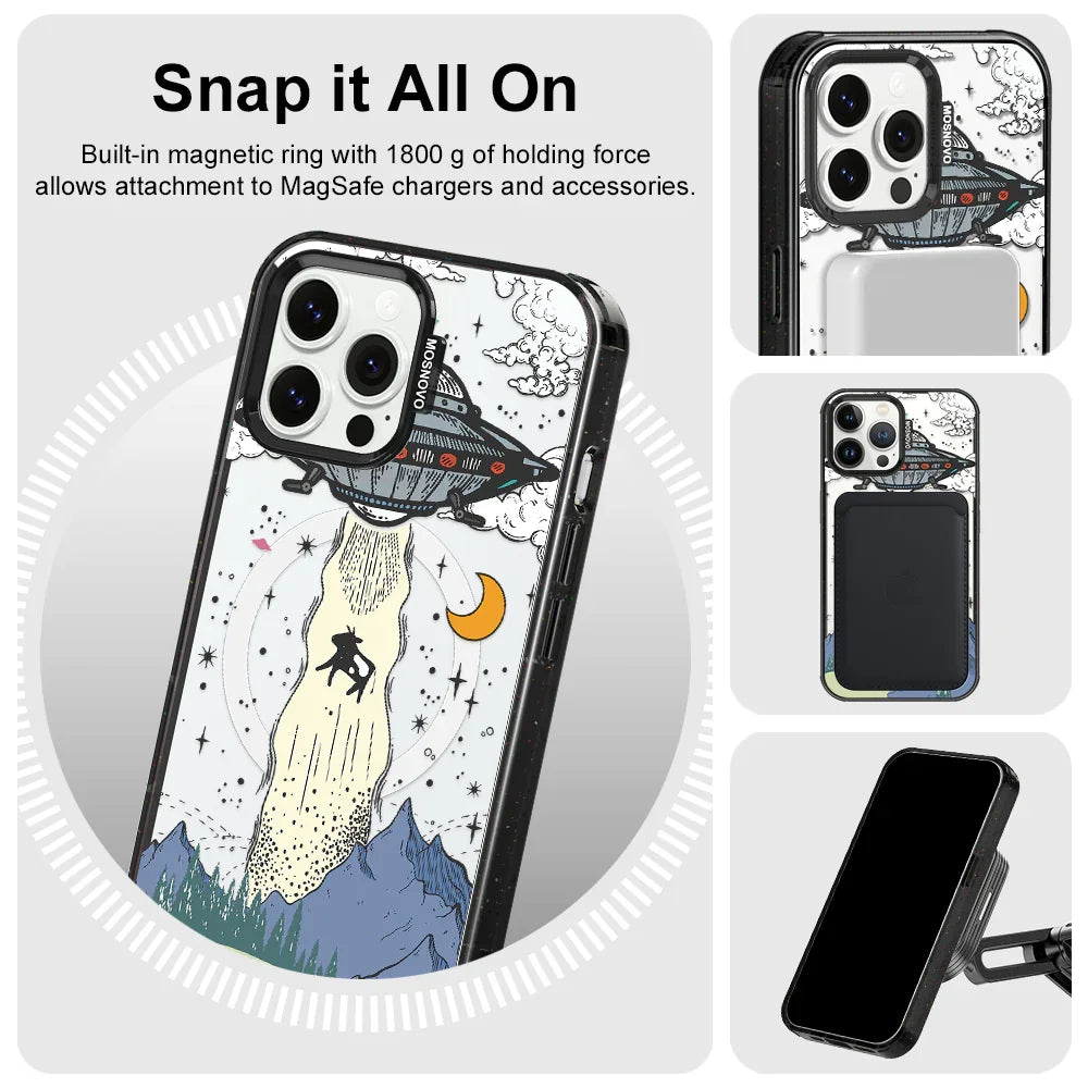 UFO Phone Case - iPhone 13 Pro Max Case Clear Black ShockStone With MagSafe