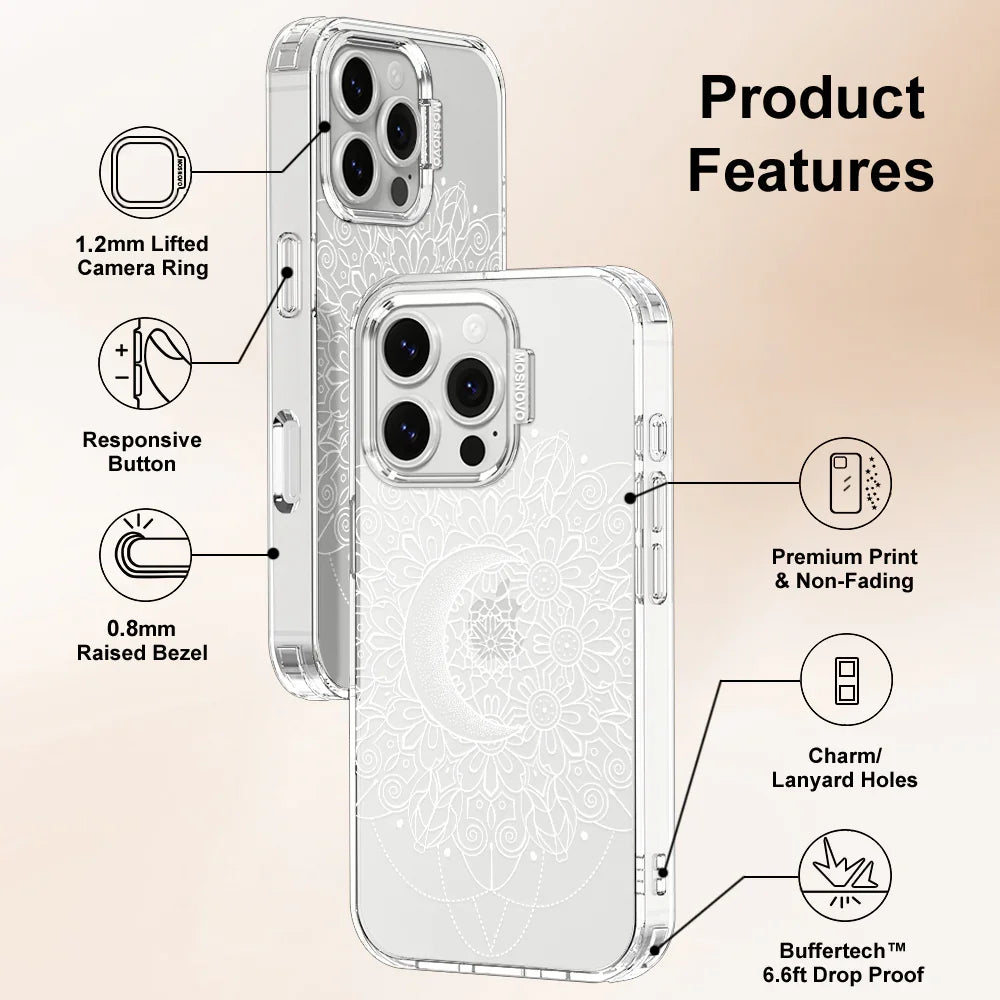 Celestial Moon Mandala Phone Case - iPhone 16 Pro Case Clear