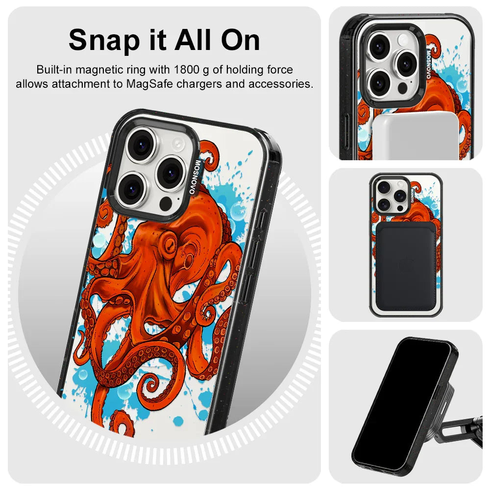 Octopus Phone Case - iPhone 15 Pro Max Case Clear Black ShockStone With MagSafe