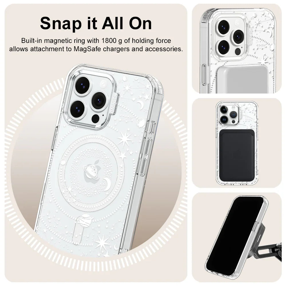 White Galaxy Phone Case - iPhone 14 Pro Max Case Clear With MagSafe
