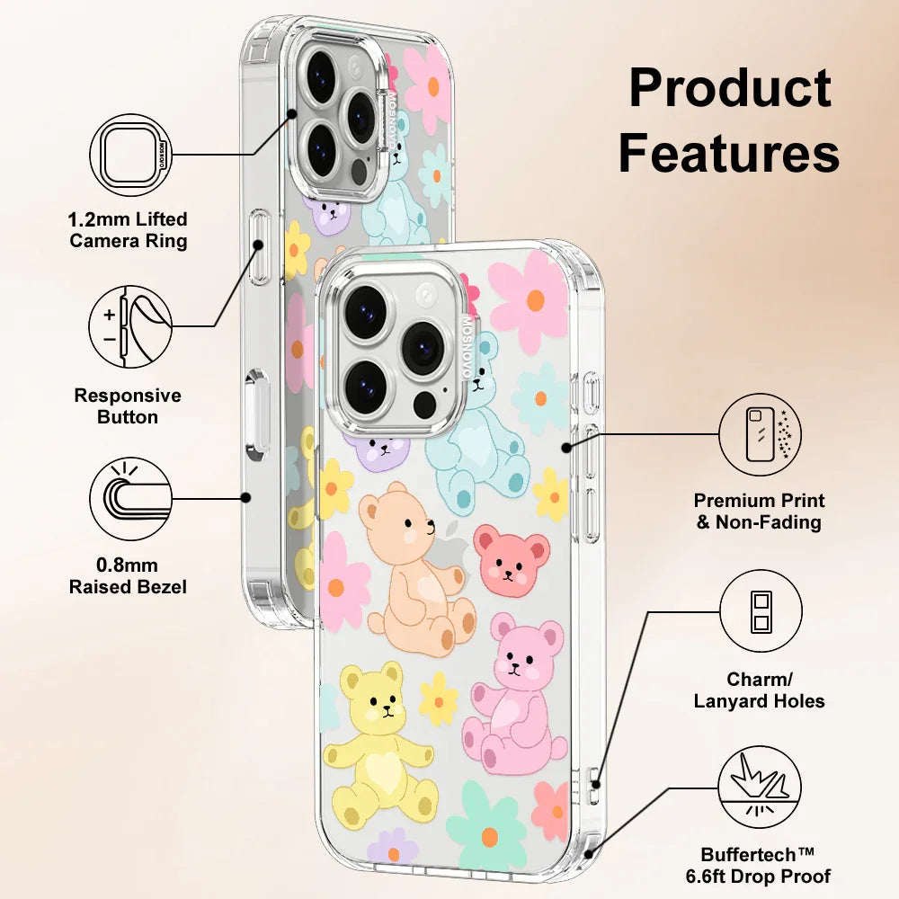 Cute Teddy Bear Phone Case - iPhone 16 Pro Case Clear