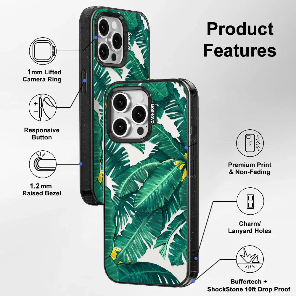 Banana Leaf Phone Case - iPhone 15 Pro Max Case Clear Black ShockStone