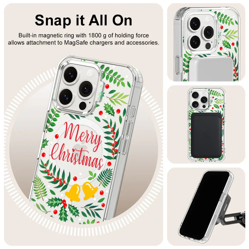 Merry Christmas Phone Case - iPhone 16 Pro Case Clear With MagSafe
