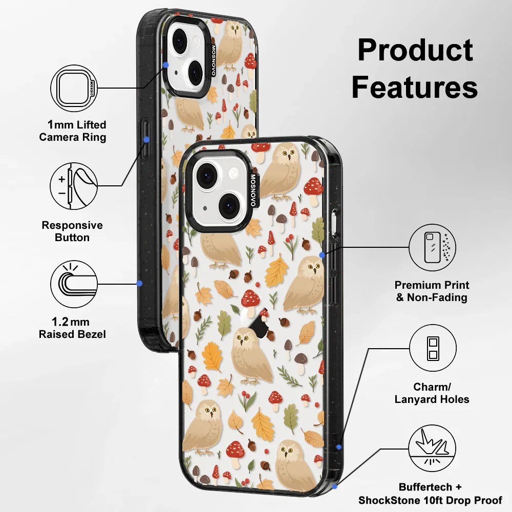 Autumn Owl Phone Case - iPhone 13 Case Clear Black ShockStone