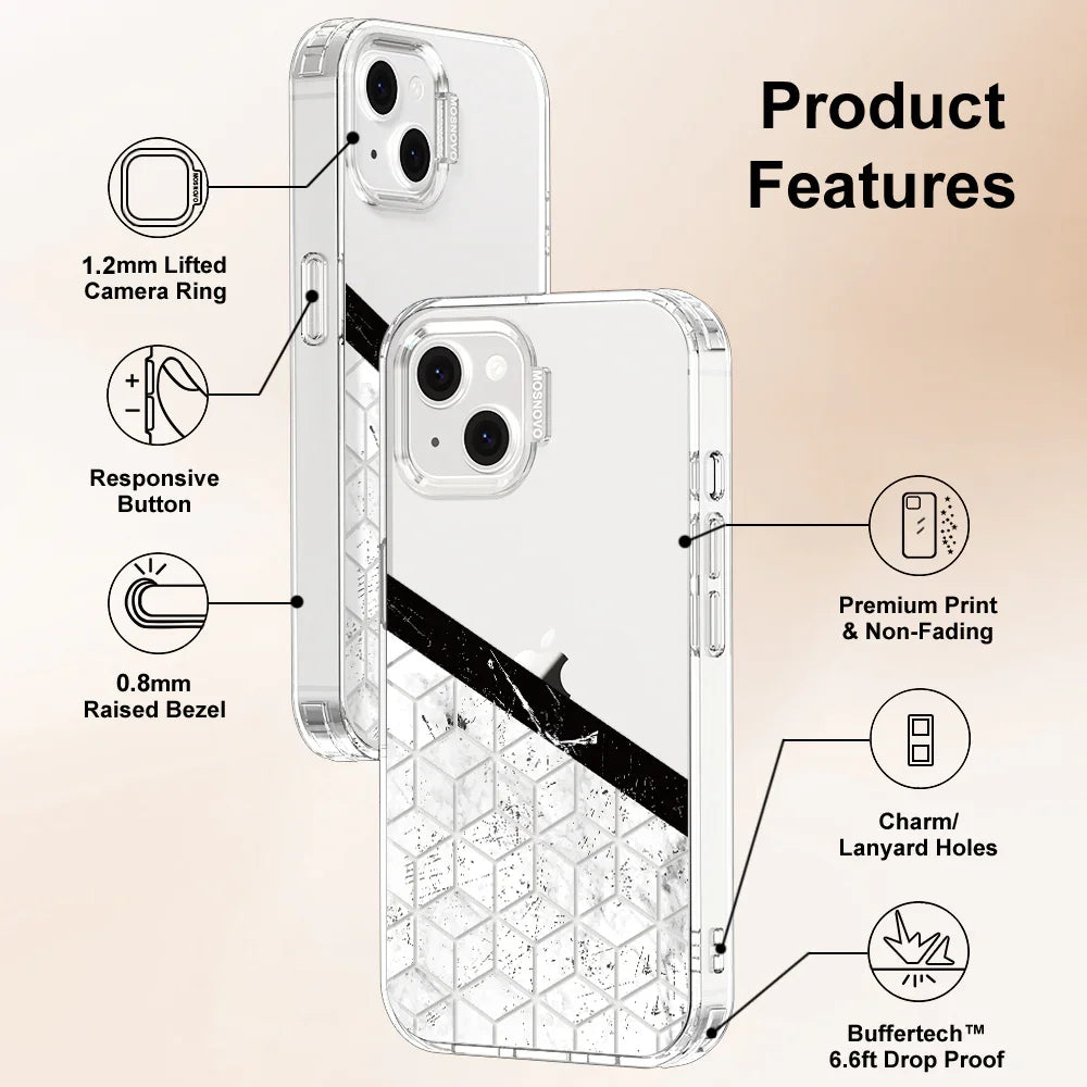 Marble Block Art Phone Case - iPhone 14 Plus Case Clear