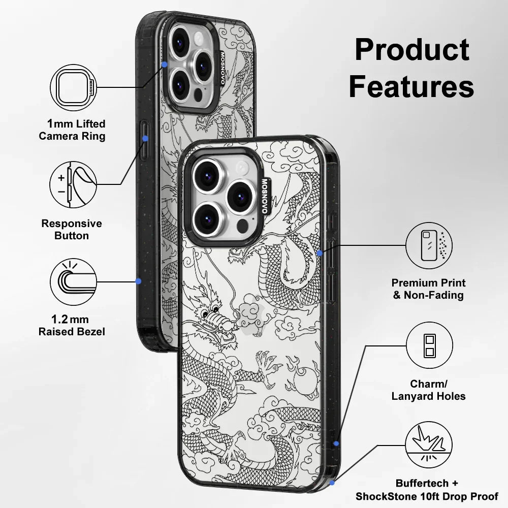 Black Dragon Phone Case - iPhone 16 Pro Case Clear Black ShockStone