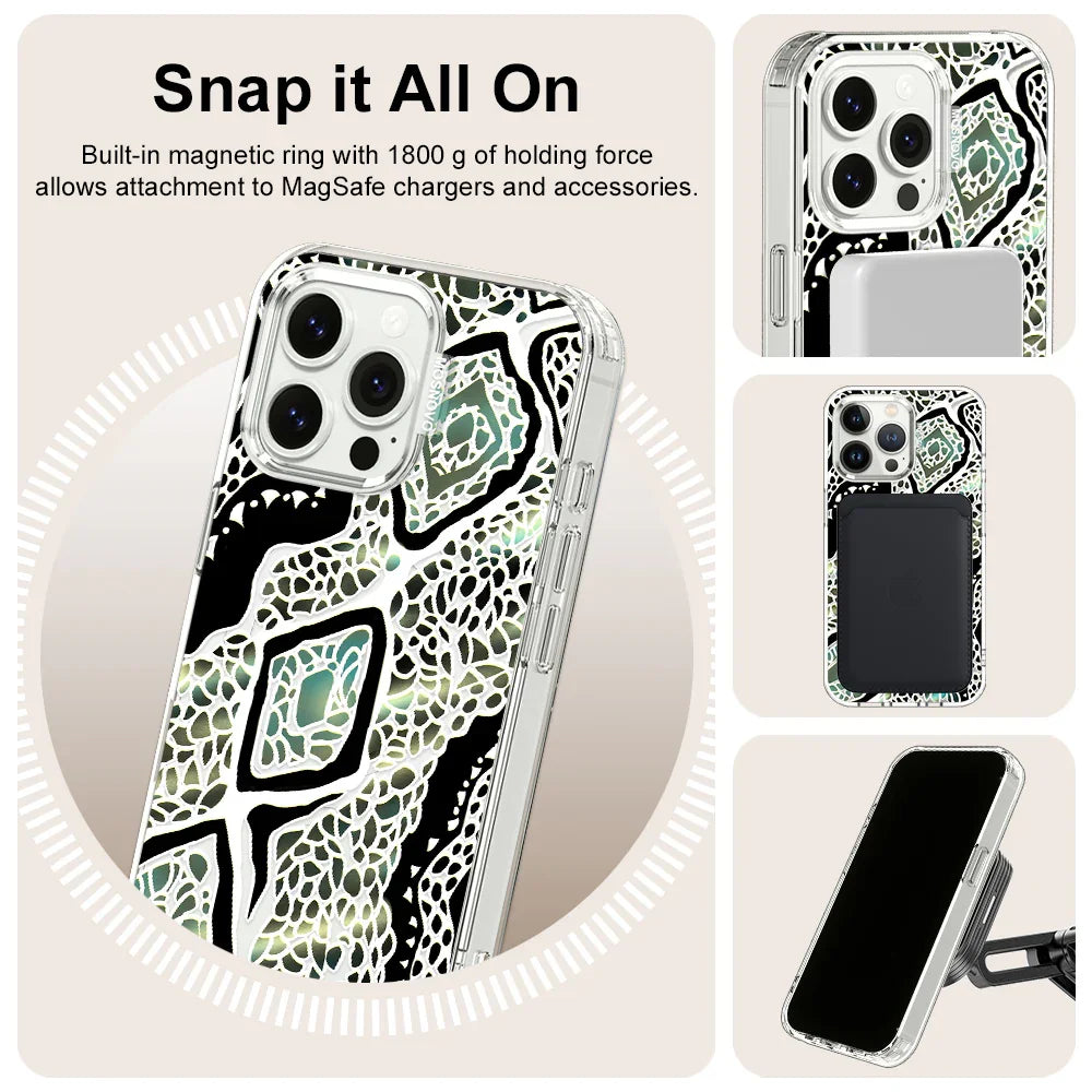 Jade Snake Phone Case - iPhone 13 Pro Case Clear With MagSafe