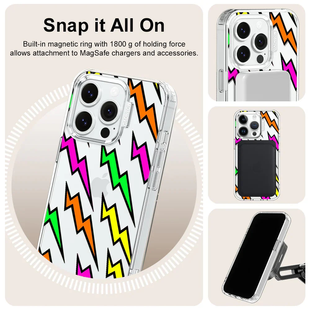 Colorful Lightning Phone Case - iPhone 14 Pro Case Clear With MagSafe
