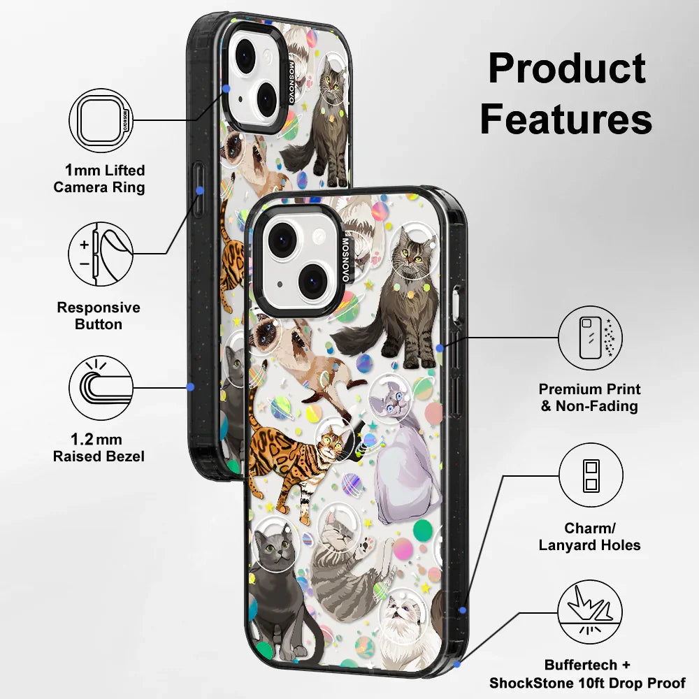 Space Cat Phone Case - iPhone 14 Case Clear Black ShockStone