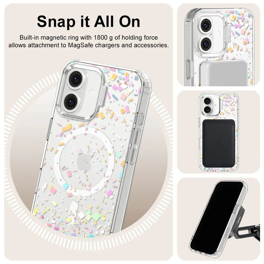 Confetti Phone Case - iPhone 16 Plus Case Clear With MagSafe