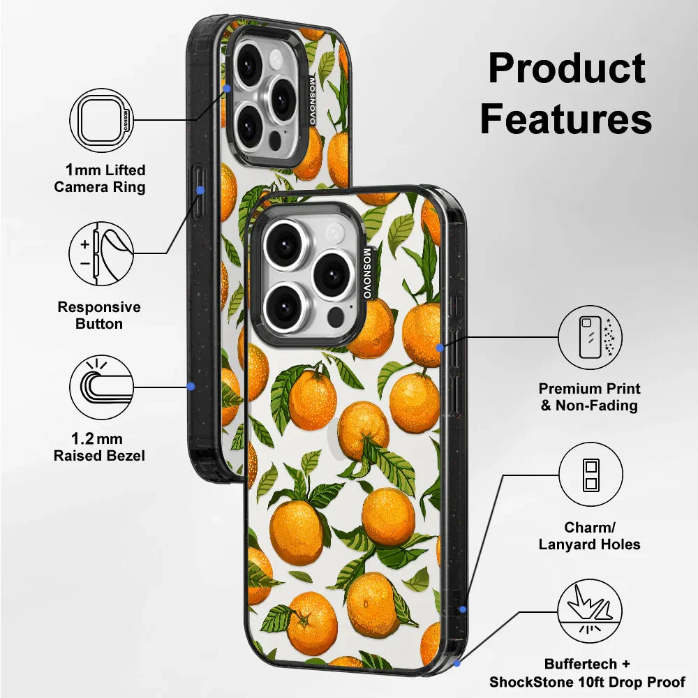 Tangerine Phone Case - iPhone 15 Pro Case Clear Black ShockStone