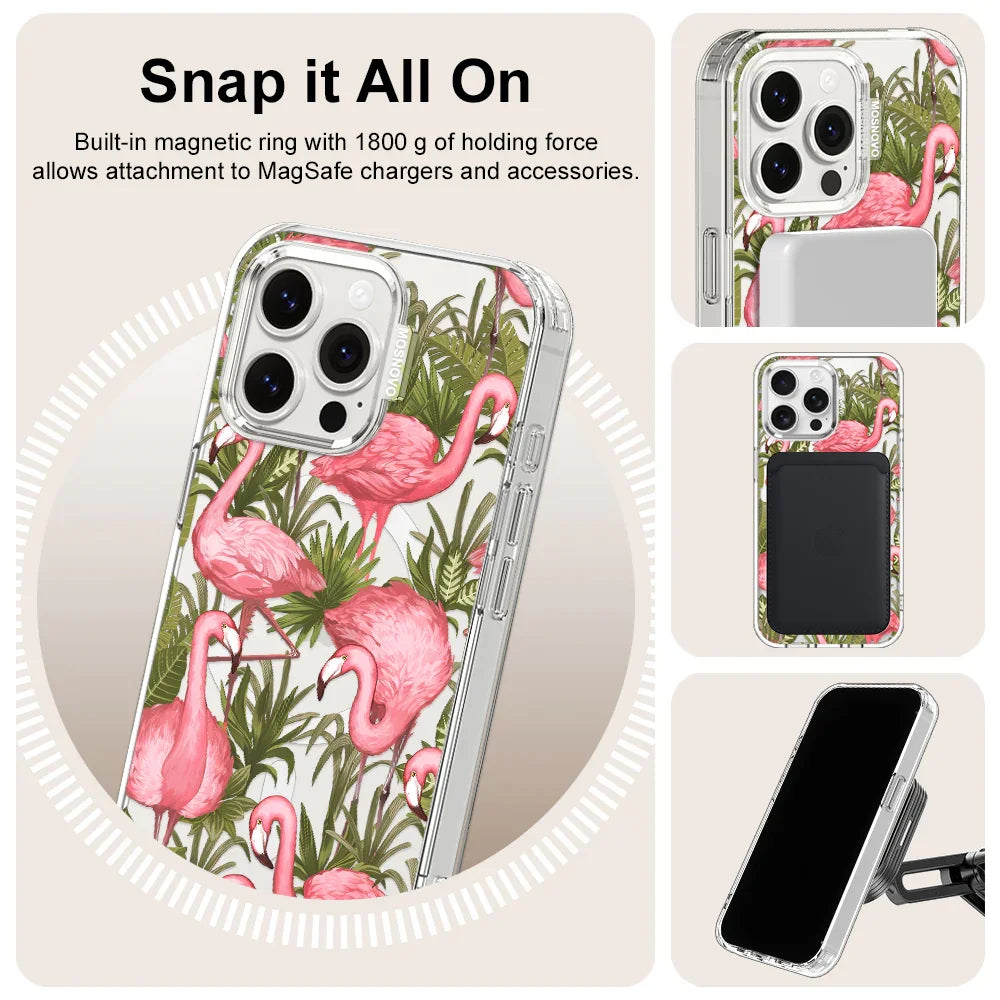 Flamingo Art Phone Case - iPhone 15 Pro Max Case Clear With MagSafe