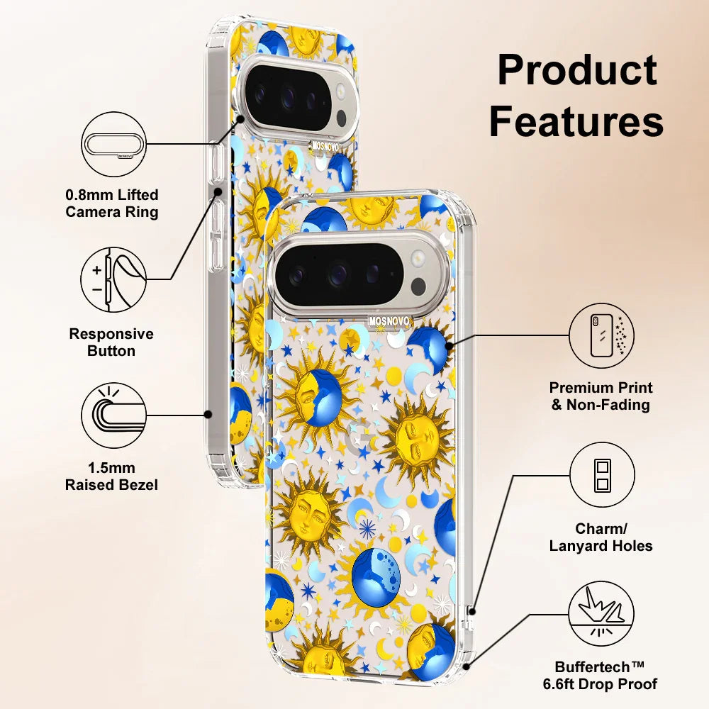 Celestial Sun Moon Phone Case - Google Pixel 9 Pro XL Case Clear
