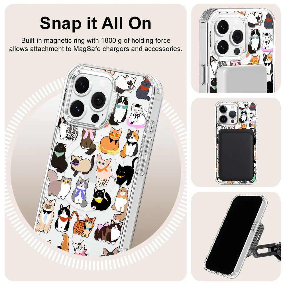 Cute Cat Phone Case - iPhone 14 Pro Max Case Clear With MagSafe