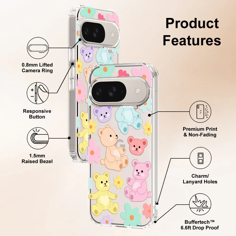 Cute Teddy Bear Phone Case - Google Pixel 9 Case Clear