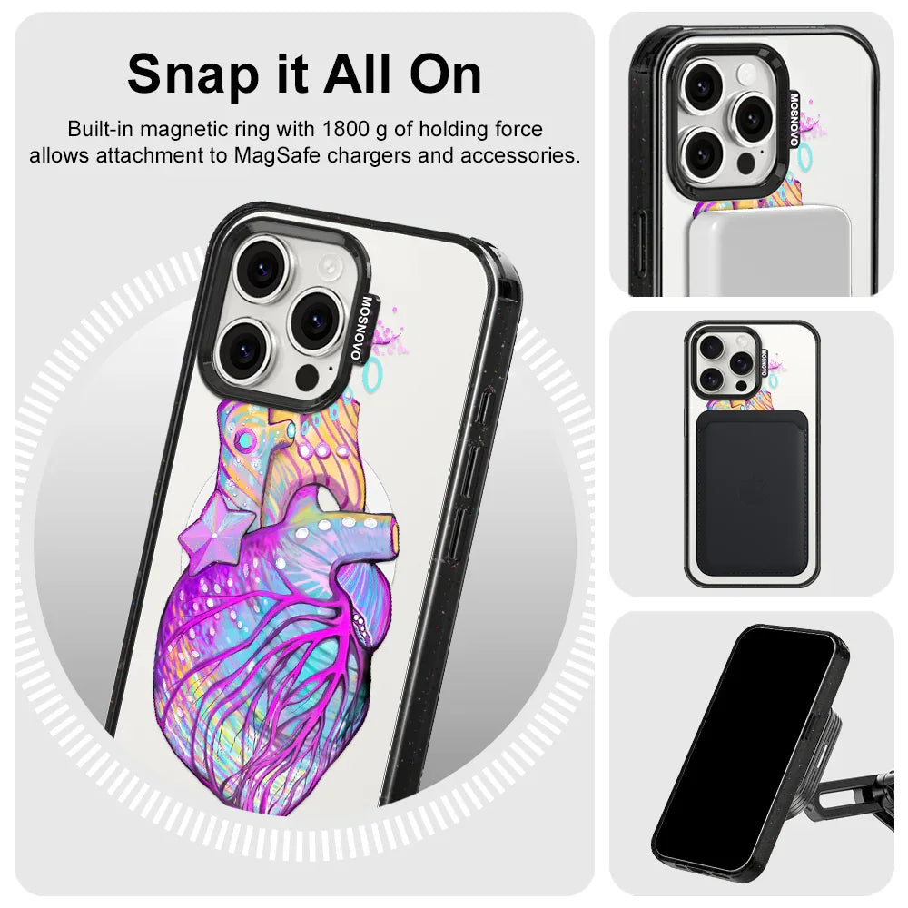 Art of Heart Phone Case - iPhone 15 Pro Max Case Clear Black ShockStone With MagSafe