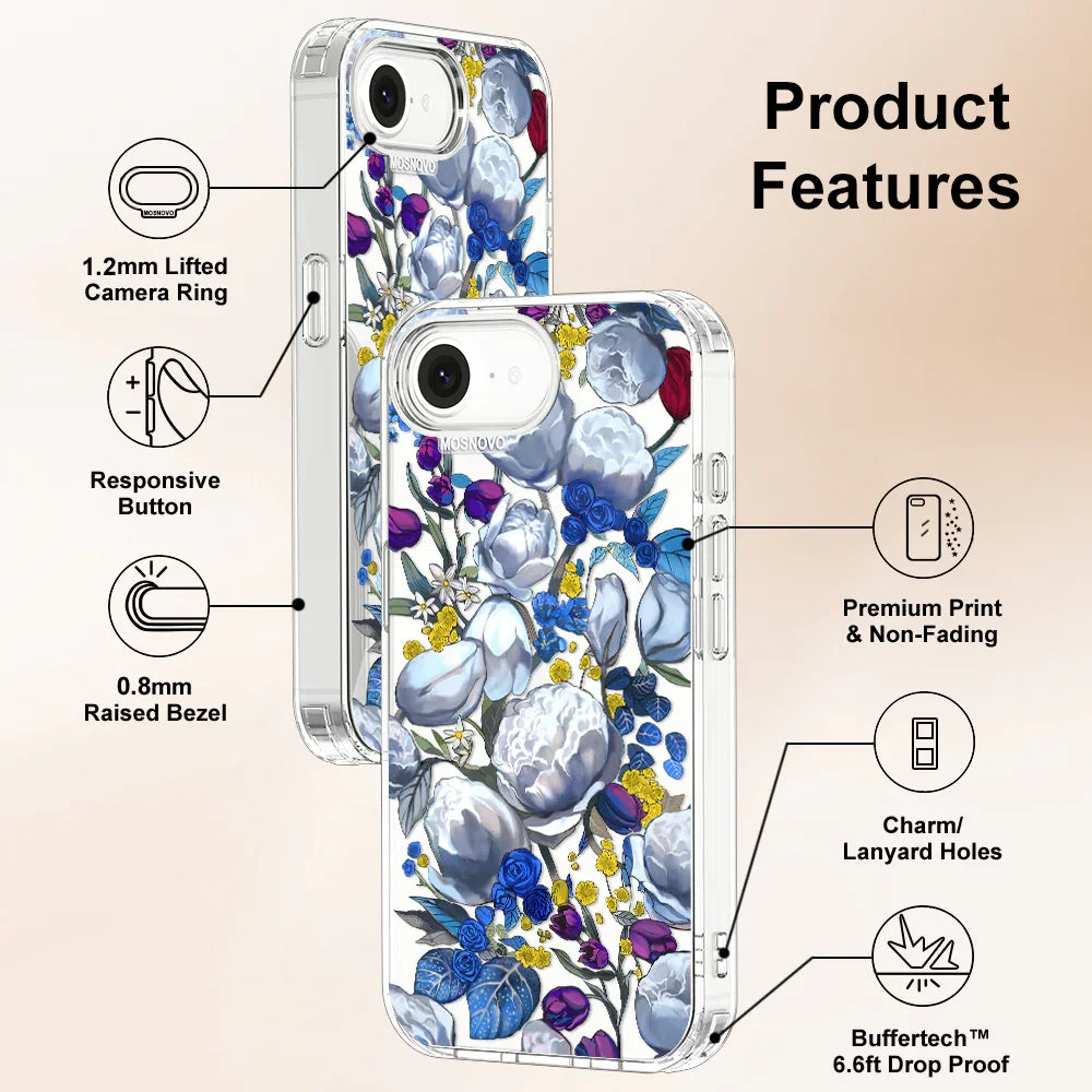 Purple Blue Floral Phone Case - iPhone 16e Case Clear