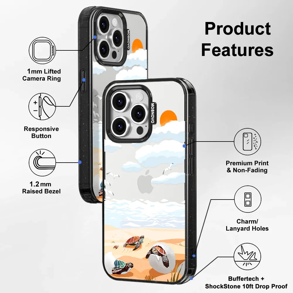 Baby Sea Turtle Phone Case - iPhone 16 Pro Case Clear Black ShockStone