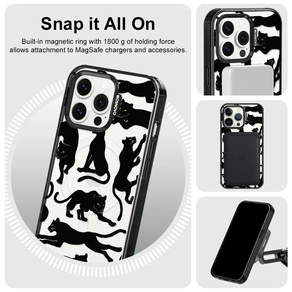 Black Panther Phone Case - iPhone 13 Pro Case Clear Black ShockStone With MagSafe