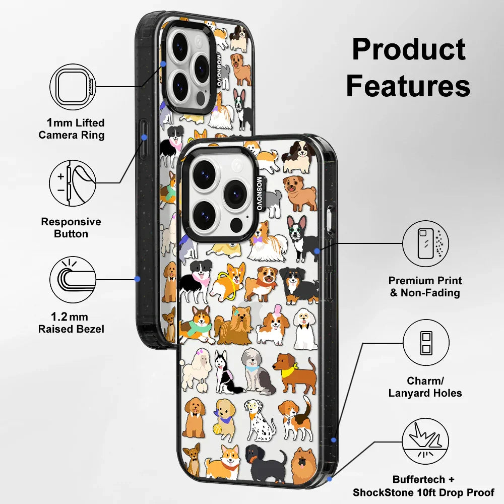 Cute Puppy Phone Case - iPhone 14 Pro Max Case Clear Black ShockStone
