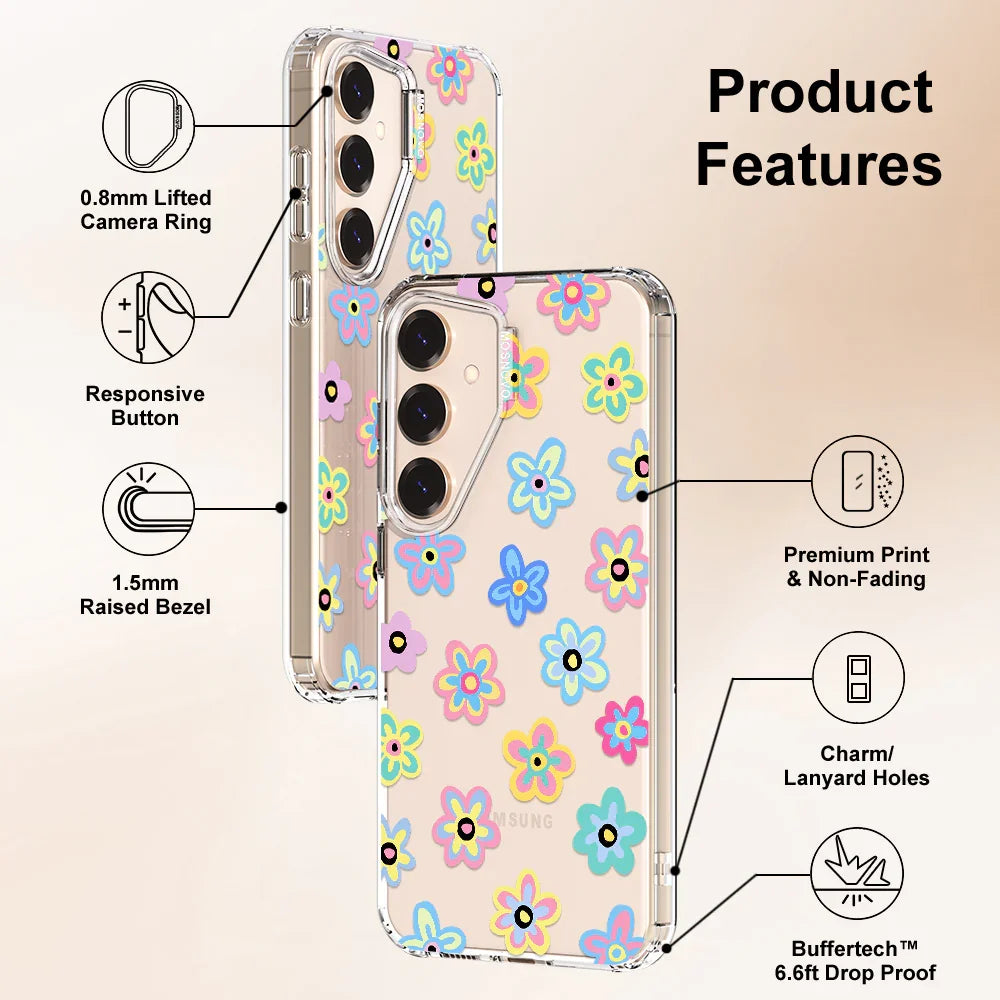 Groovy Flower Phone Case - Samsung Galaxy S24 Plus Case Clear