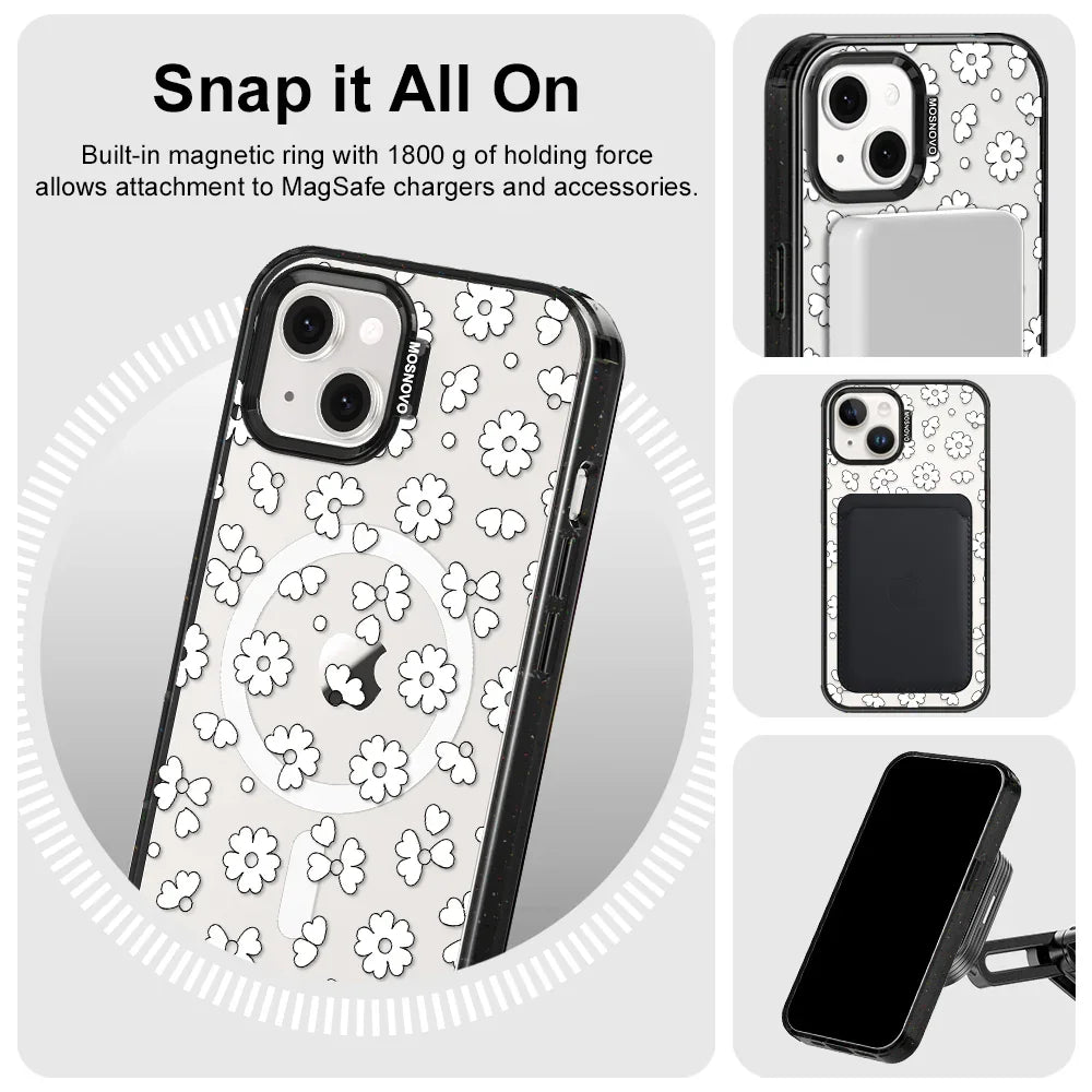 Floret Phone Case - iPhone 13 Case Clear Black ShockStone With MagSafe