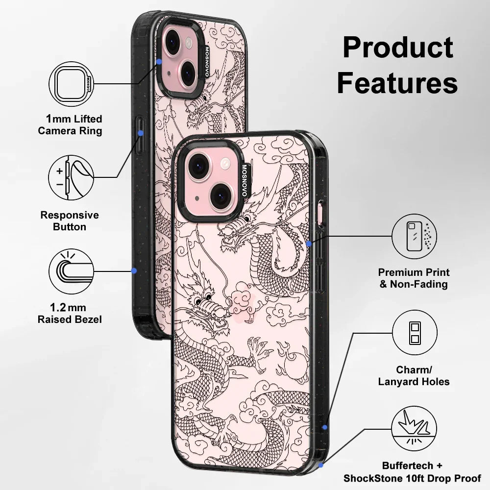 Black Dragon Phone Case - iPhone 15 Case Clear Black ShockStone