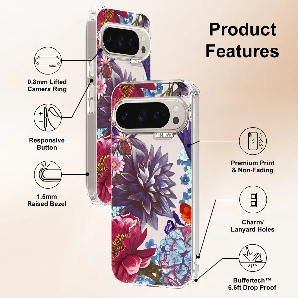 Lilac Floral Phone Case - Google Pixel 9 Pro Case Clear