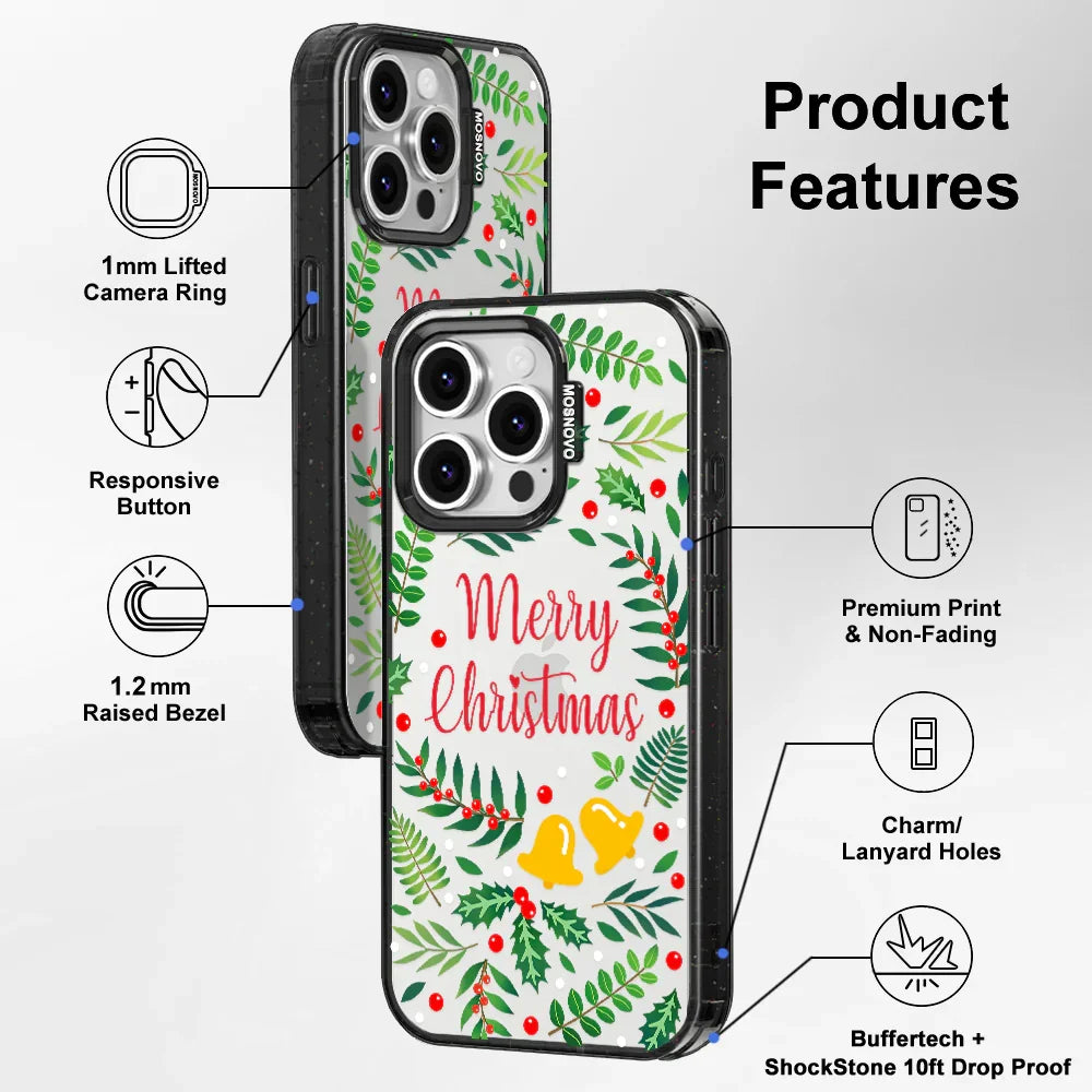 Merry Christmas Phone Case - iPhone 16 Pro Case Clear Black ShockStone