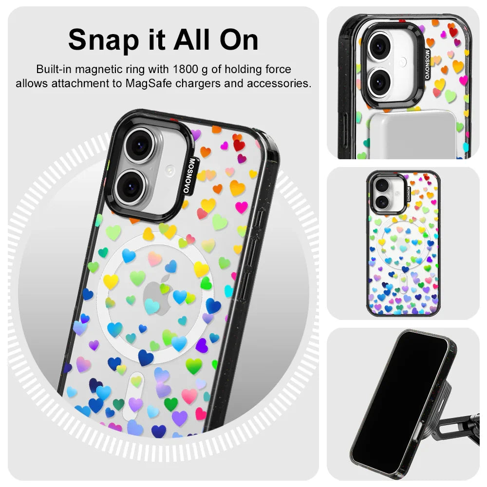 Love is Love Phone Case - iPhone 16 Plus Case Clear Black ShockStone With MagSafe