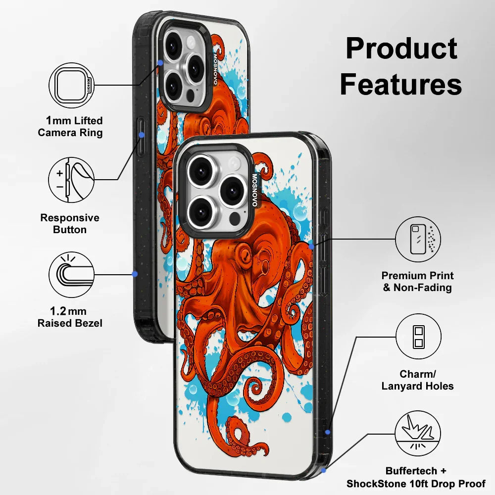 Octopus Phone Case - iPhone 15 Pro Max Case Clear Black ShockStone