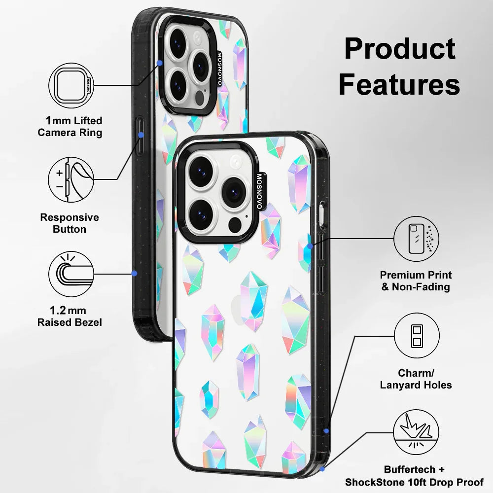 Crystal Gradient Diamond Phone Case - iPhone 14 Pro Case Clear Black ShockStone