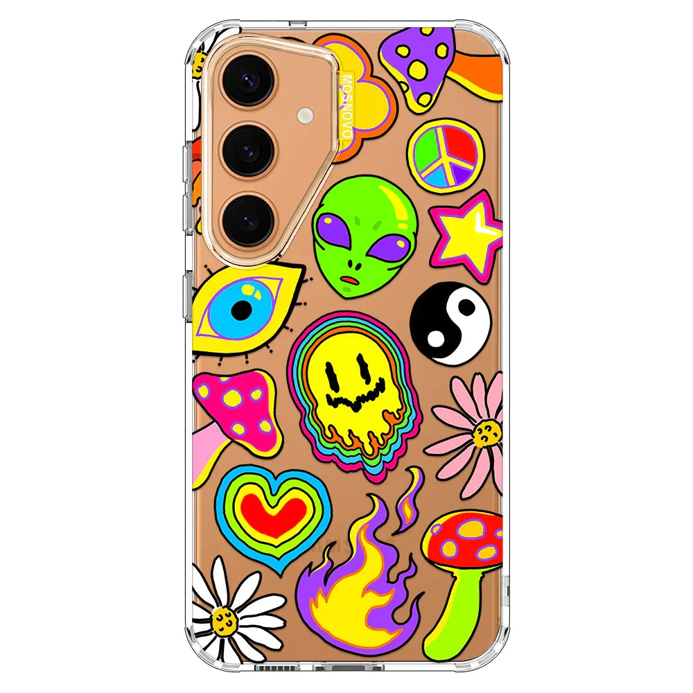 Hippie Rainbow Face Love Phone Case - Samsung Galaxy S24 Plus Case Clear