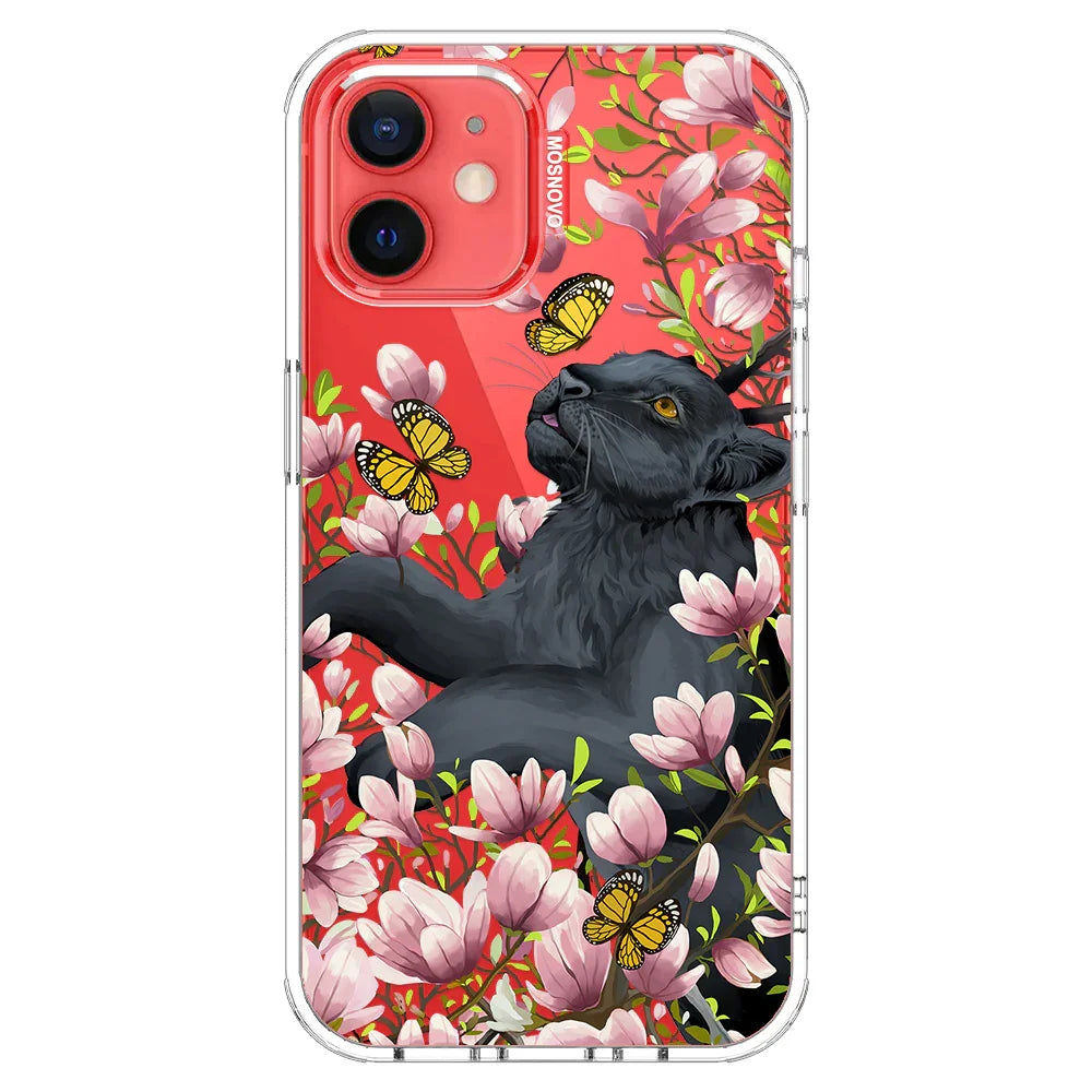 Black Leopard Garden Phone Case - iPhone 12 Case Clear