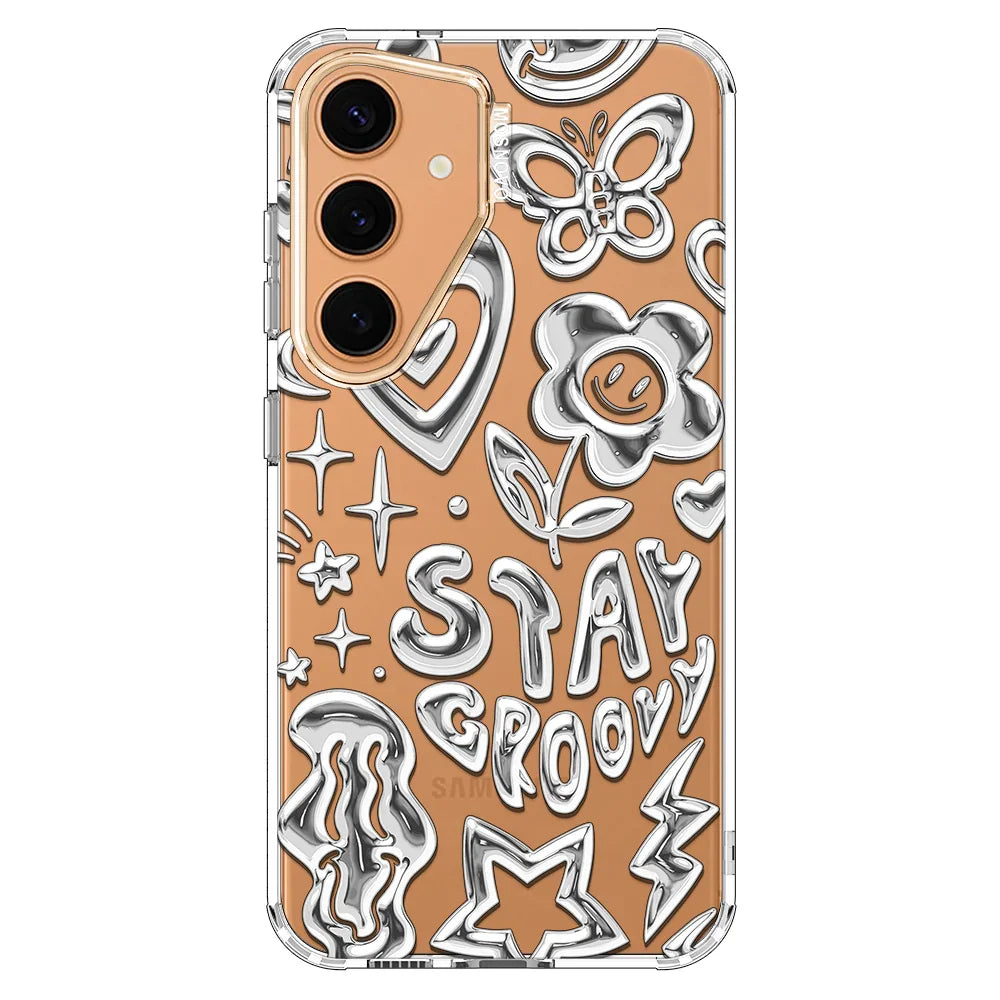 Silver Chrome Art (Flat Print) Phone Case - Samsung Galaxy S24 Case Clear