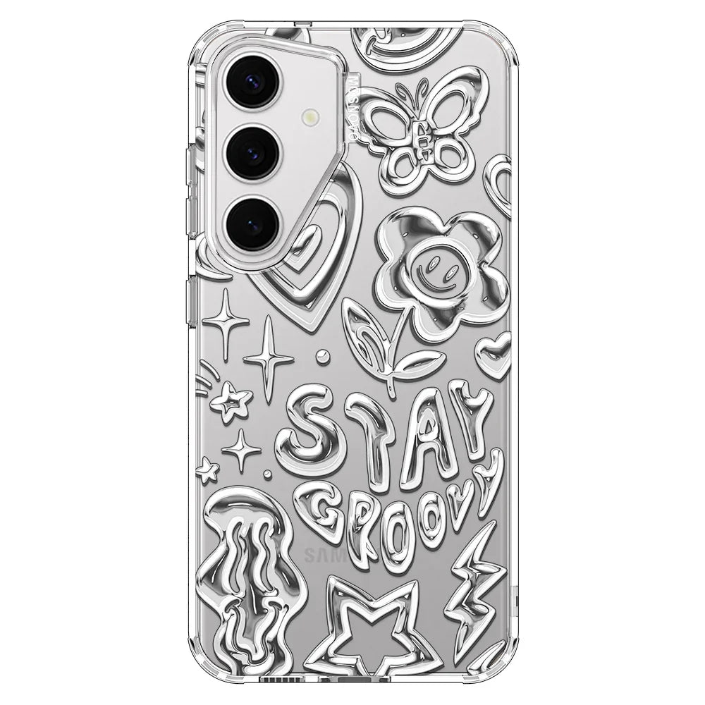 Silver Chrome Art (Flat Print) Phone Case - Samsung Galaxy S24 Case Clear