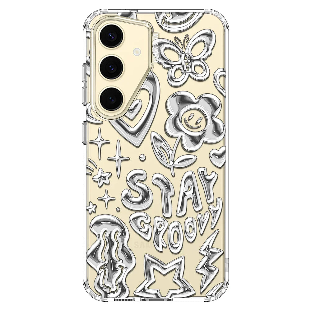 Silver Chrome Art (Flat Print) Phone Case - Samsung Galaxy S24 Case Clear