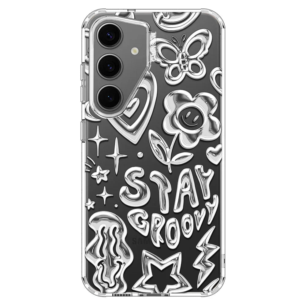 Silver Chrome Art (Flat Print) Phone Case - Samsung Galaxy S24 Case Clear
