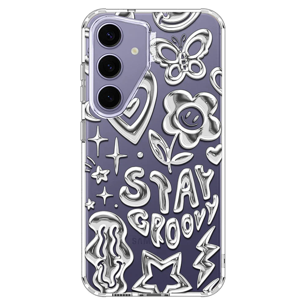 Silver Chrome Art (Flat Print) Phone Case - Samsung Galaxy S24 Case Clear