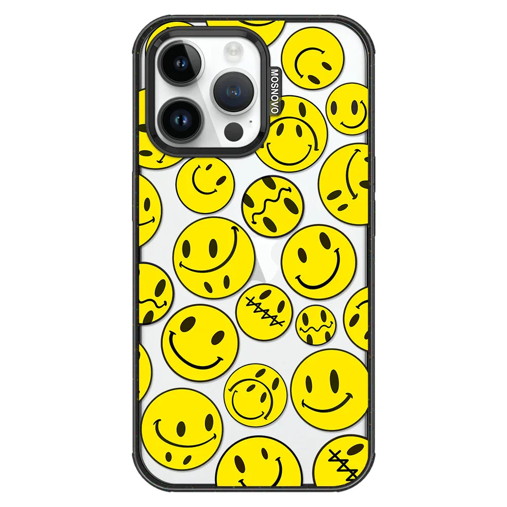 Smiley Face Phone Case - iPhone 14 Pro Max Case Clear Black ShockStone
