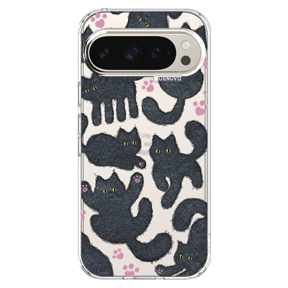 Black Furry Cat Phone Case - Google Pixel 9 Pro Case Clear