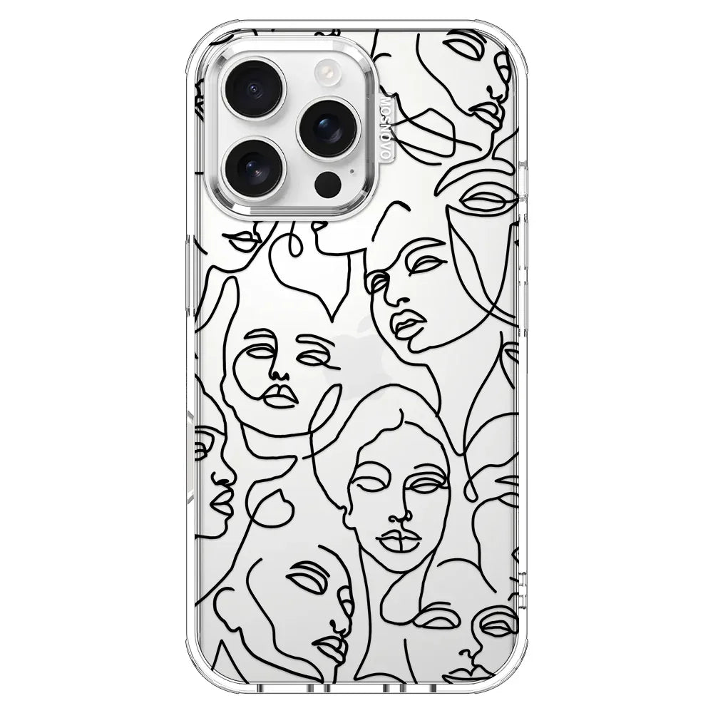 Abstract Face Line Art Phone Case - iPhone 16 Pro Max Case Clear