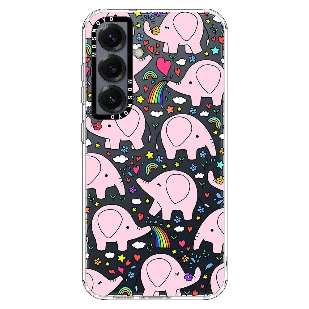 Cute Pink Elephant Phone Case - Samsung Galaxy S25 Case