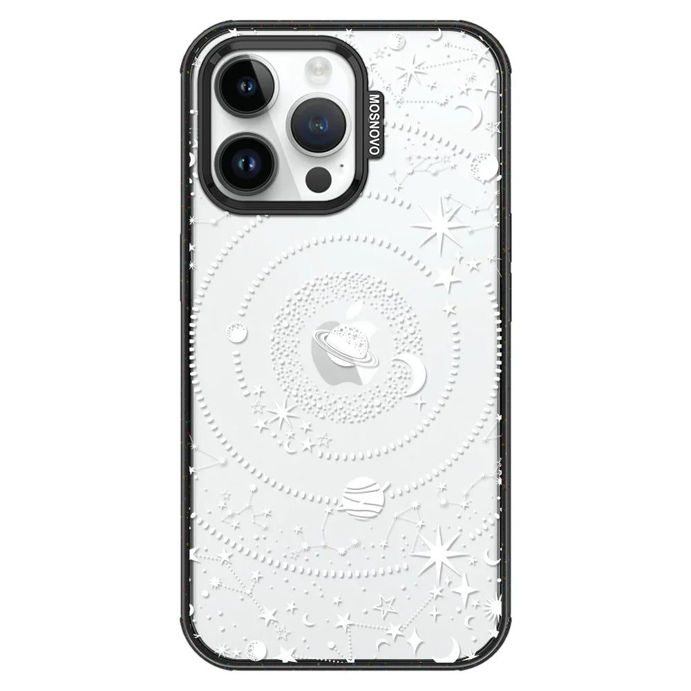 White Galaxy Phone Case - iPhone 14 Pro Max Case Clear Black ShockStone