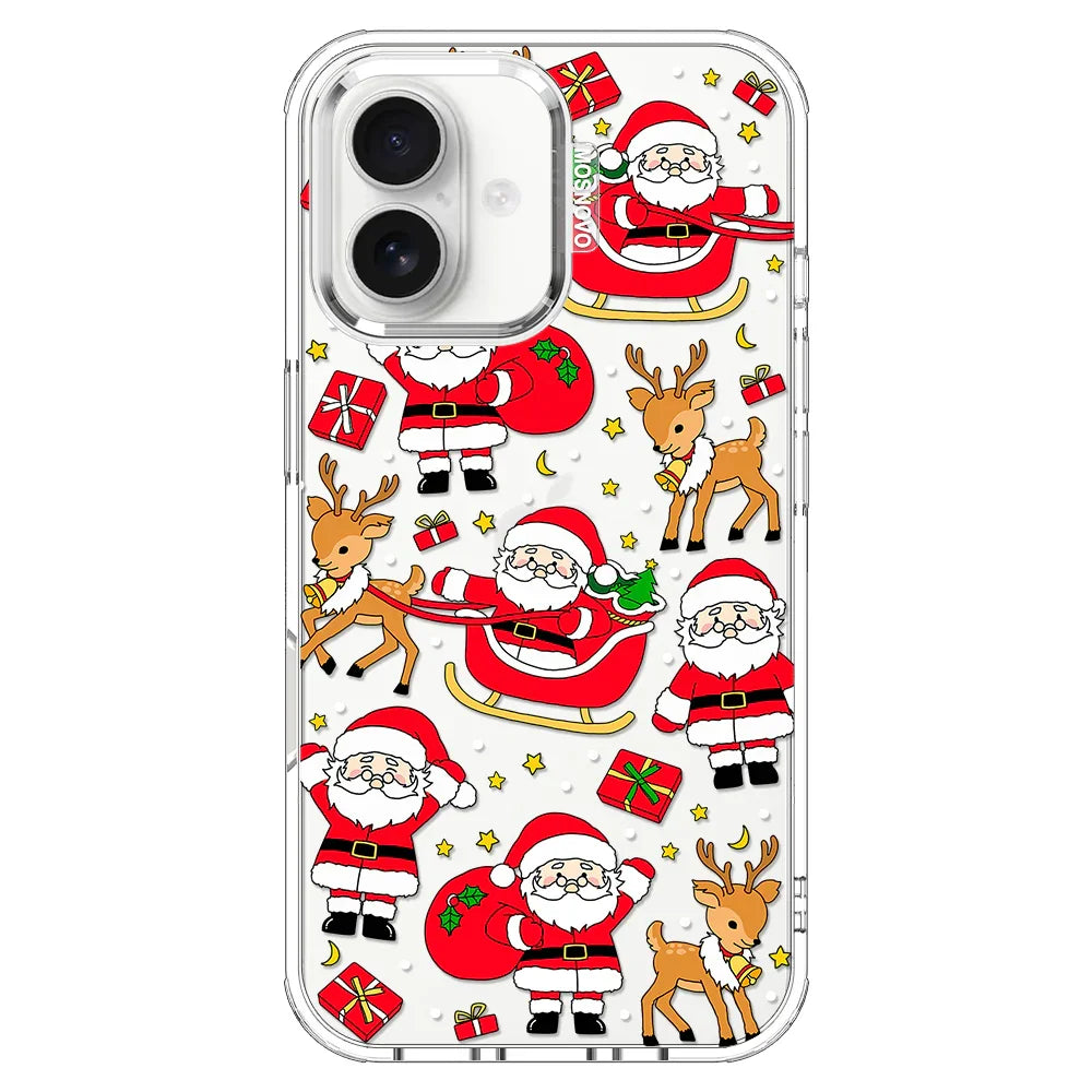 Cute Santa Claus Deer Phone Case - iPhone 16 Case Clear