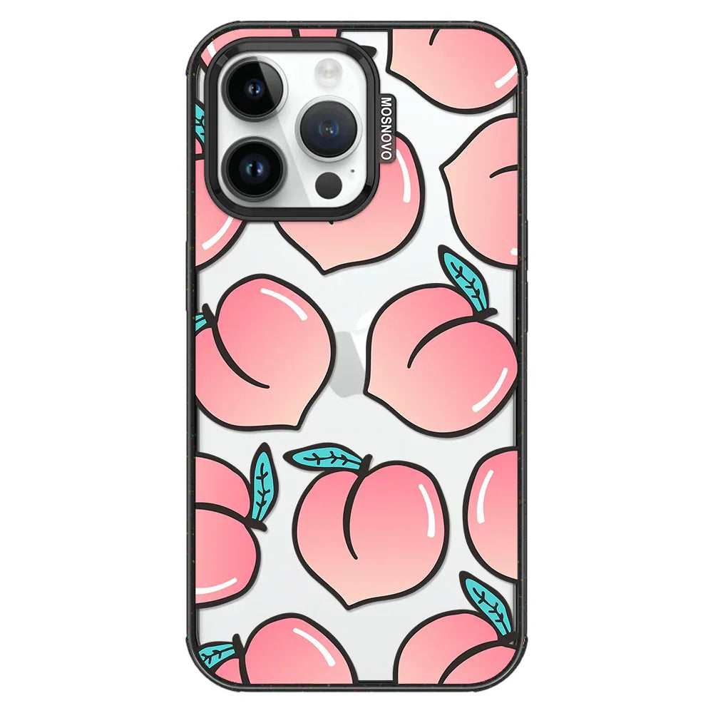 Cute Peach Phone Case - iPhone 14 Pro Max Case Clear Black ShockStone