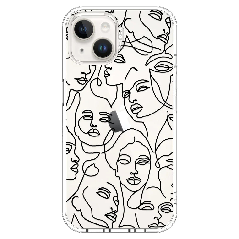 Abstract Face Line Art Phone Case - iPhone 14 Plus Case Clear