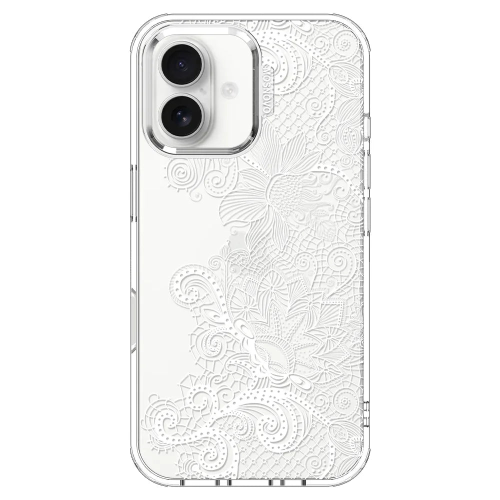 Lacy White Flower Phone Case - iPhone 16 Case Clear