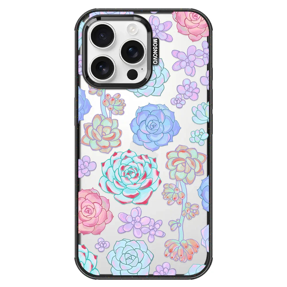 Succulents Phone Case - iPhone 16 Pro Max Case Clear Black ShockStone